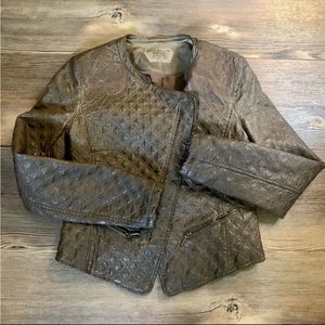 Zara Trafaluc Embroidered Faux Leather
Moto Jacket -M